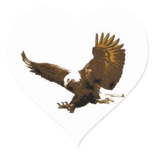 Bald Eagle Landing Heart Sticker