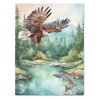 Bald Eagle Mountain River Trout Watercolor Tissue Paper