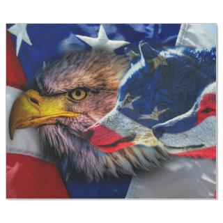 Bald Eagle Wolf American Flag