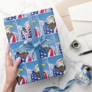 Bald Eagle Wrapped In American Flag
