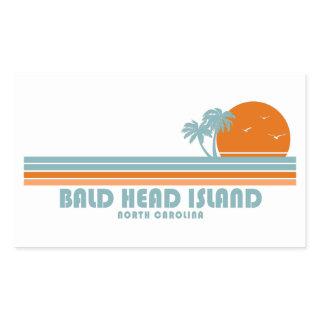 Bald Head Island North Carolina Sun Palm Trees Rectangular Sticker