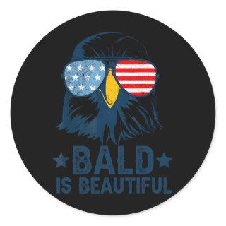 Bald Is Beautiful 4th Of July Independence Day Bal Classic Round Sticker