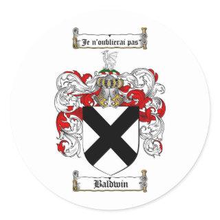 BALDWIN FAMILY CREST -  BALDWIN COAT OF ARMS CLASSIC ROUND STICKER