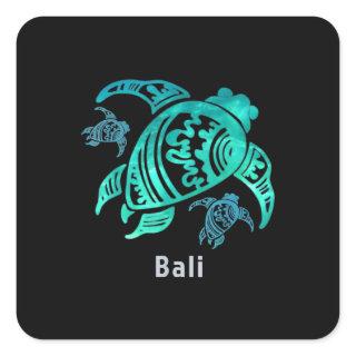 Bali Indonesia Sea Blue Tribal Turtle Square Sticker