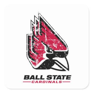 Ball State University Logo Distressed Square Sticker