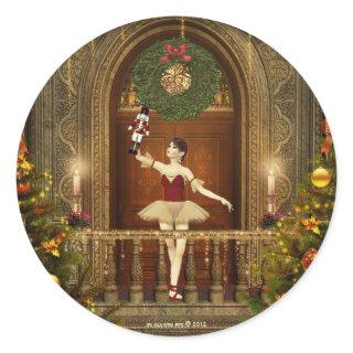 Ballerina and Nutcracker Holiday Round Stickers