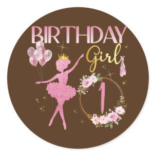 Ballerina Classic Ballet Dancer Birthday Party Classic Round Sticker