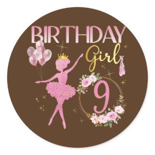 Ballerina Classic Ballet Dancer Birthday Party Classic Round Sticker