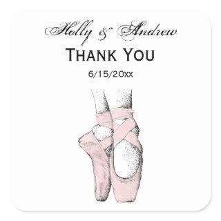 Ballerina Feet on Pointe #1 Lt Pink Square Sticker