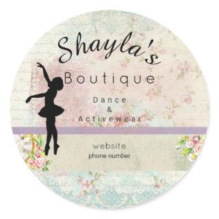 Ballerina Silhouette Elegant Vintage Business Classic Round Sticker
