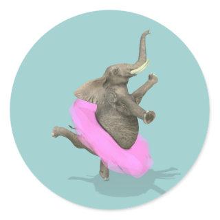 Ballet Elephant En Pointe Classic Round Sticker