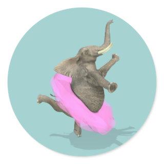 Ballet Elephant En Pointe Classic Round Sticker