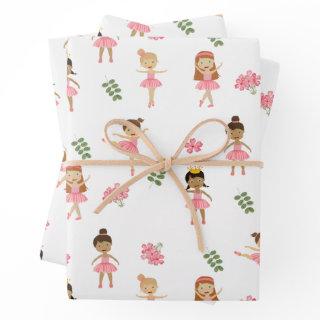 Ballet Pink Ballerinas Dancing Pattern  Sheets