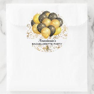 Balloon Bundle Gold Confetti Bachelorette Party Classic Round Sticker