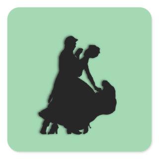 Ballroom Dancers Silhouette Square Sticker