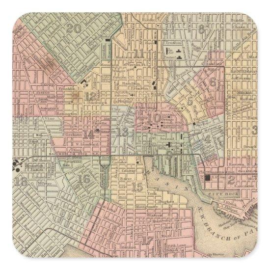 Baltimore Map by Mitchell Square Sticker