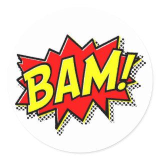 BAM COMICBOOK SOUNDS ACTIONS LOUD COMICS CARTOONS CLASSIC ROUND STICKER