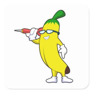 Banana at Darts with Dart Square Sticker