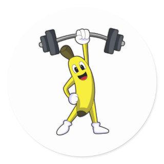 Banana at Strength training with Barbell Classic Round Sticker