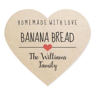 banana bread homemade with love kraft heart sticker