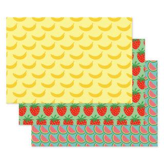 Banana strawberry watermelon funny fruit pattern  sheets