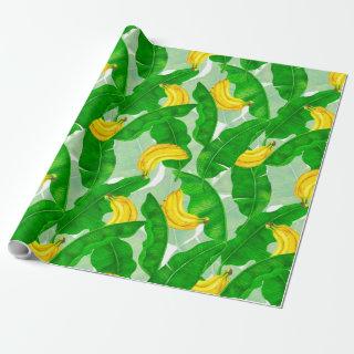 Bananas and leaves watercolor design