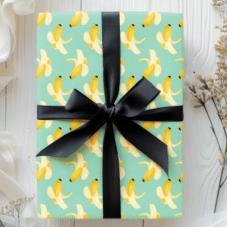 Bananas On Mint Green Fruit Pattern