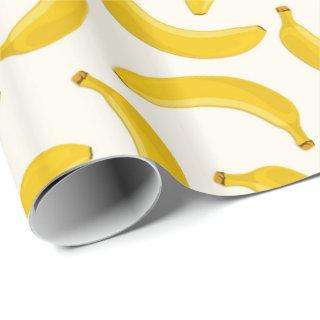 Bananas Tropical Fruit Print, Yellow and White