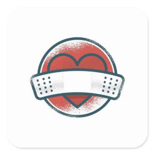 Band Aid Heart Square Sticker