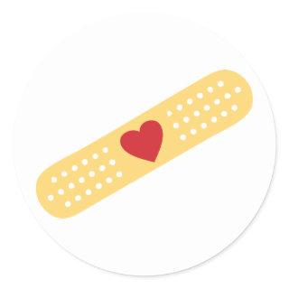 Band-Aid With A Red Heart Classic Round Sticker