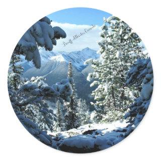 Banff, Alberta, Canada Snow Covered Classic Round Sticker