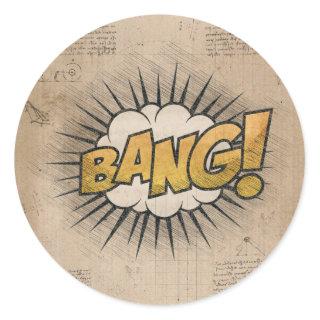 BANG! Vintage Comic Book Steampunk Pop Art Classic Round Sticker