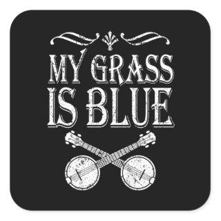 Banjo Heartbeat Bluegrass Gift Country Music Banjo Square Sticker