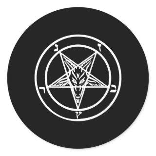 Baphomet Inverted Pentagram Goat Satanic Logo Classic Round Sticker