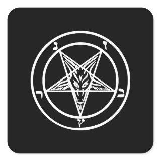 Baphomet Inverted Pentagram Goat Satanic Logo Square Sticker