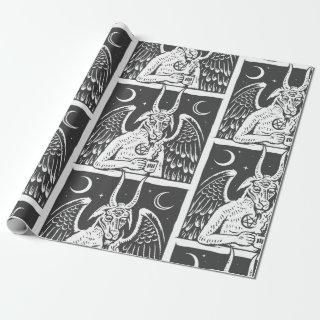 baphomet pentagram moon coffee demon white