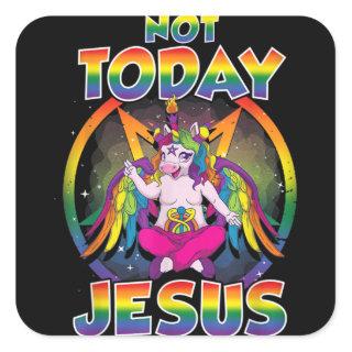 Baphomet Sigil Not Today Jesus Satanic Unicorn Square Sticker