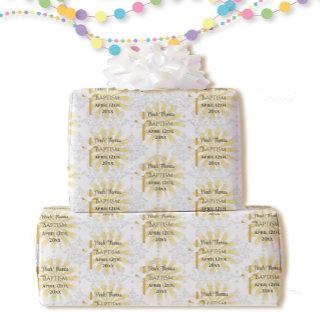 Baptism Add Name & Date Cross Dove White Damask