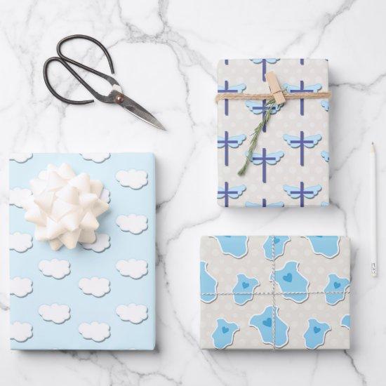 Baptism Blue Baby Cloud Cross  Sheets