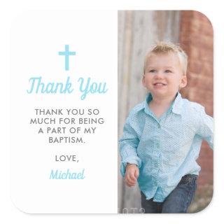 Baptism Christening Religious Boy Photo Square Sticker