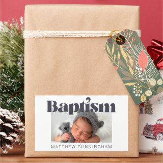 Baptism Modern Bold Simple  Photo Thank You Rectangular Sticker