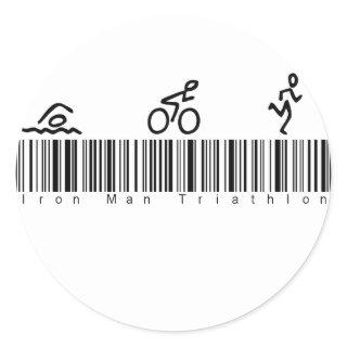 Bar Code Iron Man Tri Classic Round Sticker