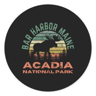 Bar Harbor Acadia National Park Maine Moose Hiking Classic Round Sticker
