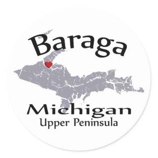 Baraga Michigan Heart Map Design Sticker