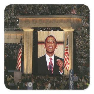 Barak Obama speaks at the last night of the Square Sticker