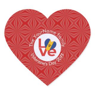 Barbadian Red LOVE Flag Personalized  Heart Sticker