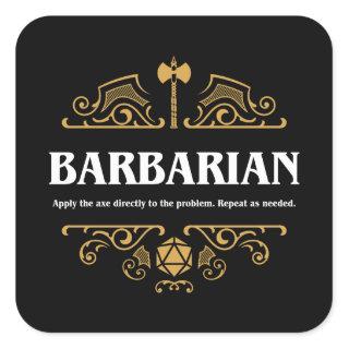 Barbarian Class Tabletop RPG Gaming Square Sticker