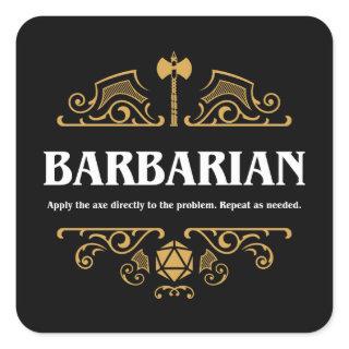 Barbarian Class Tabletop RPG Gaming Square Sticker