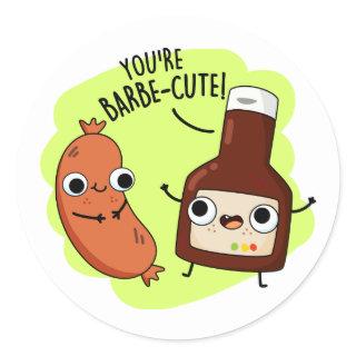 Barbe-cute Funny Barbecue Pun  Classic Round Sticker