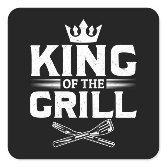 Barbecue Meat Smoking Men BBQ Grilling King Square Sticker